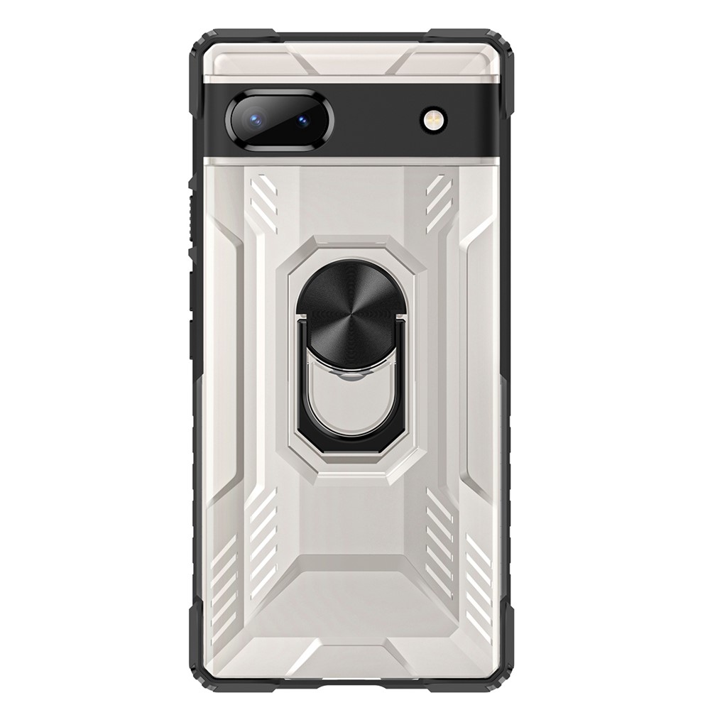 RUGGED SHIELD Ring Kickstand Phone Case for Google Pixel 6a, Shock Absorption Soft TPU + Hard PC Fall-proof Protective Cover - Black-3