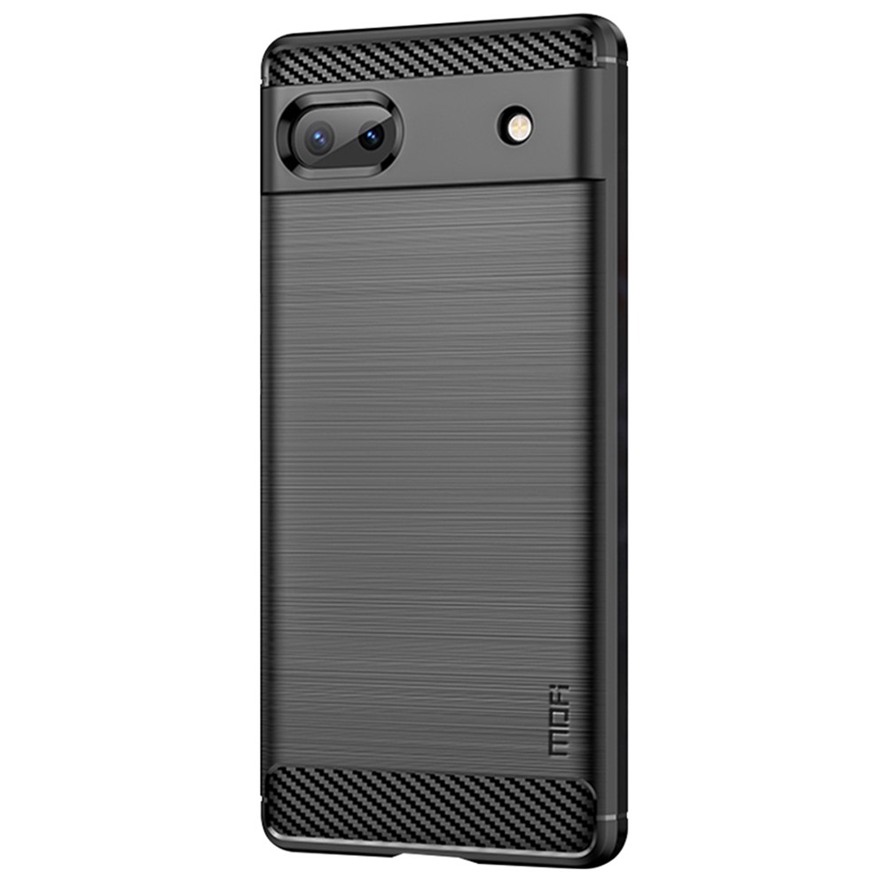 MOFI for Google Pixel 6a Scratch-resistant Stylish Phone Shell Carbon Fiber Texture Soft TPU Brushed Surface Cell Phone Case - Black-2