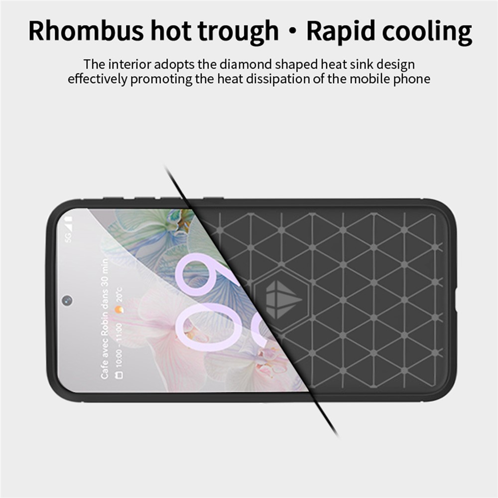 MOFI for Google Pixel 6a Scratch-resistant Stylish Phone Shell Carbon Fiber Texture Soft TPU Brushed Surface Cell Phone Case - Black-6