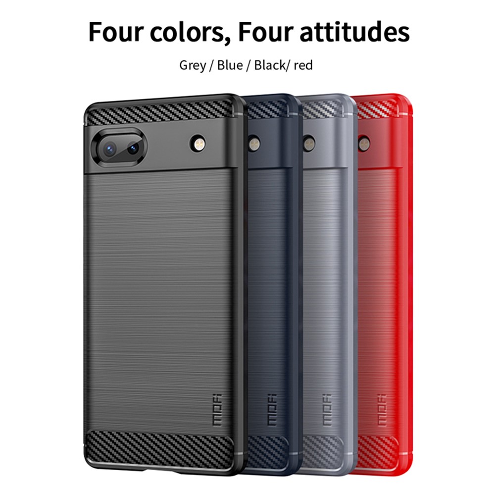 MOFI for Google Pixel 6a Scratch-resistant Stylish Phone Shell Carbon Fiber Texture Soft TPU Brushed Surface Cell Phone Case - Black-8