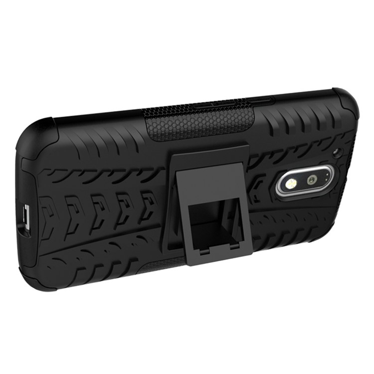 For Motorola Moto G4 / G4 Plus Tyre Pattern PC + TPU Combo Case - Black-11