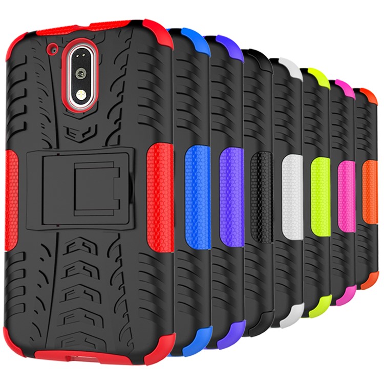 For Motorola Moto G4 / G4 Plus Tyre Pattern PC + TPU Combo Case - Black-12