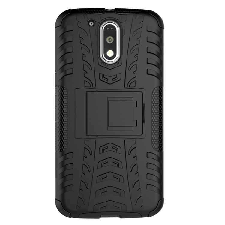For Motorola Moto G4 / G4 Plus Tyre Pattern PC + TPU Combo Case - Black-4