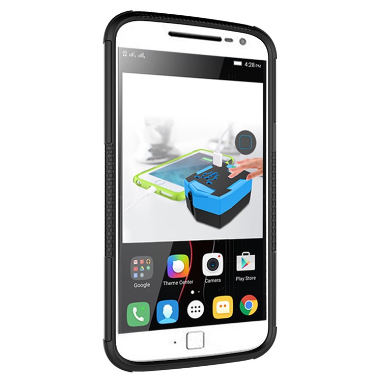 For Motorola Moto G4 / G4 Plus Tyre Pattern PC + TPU Combo Case - Black-6