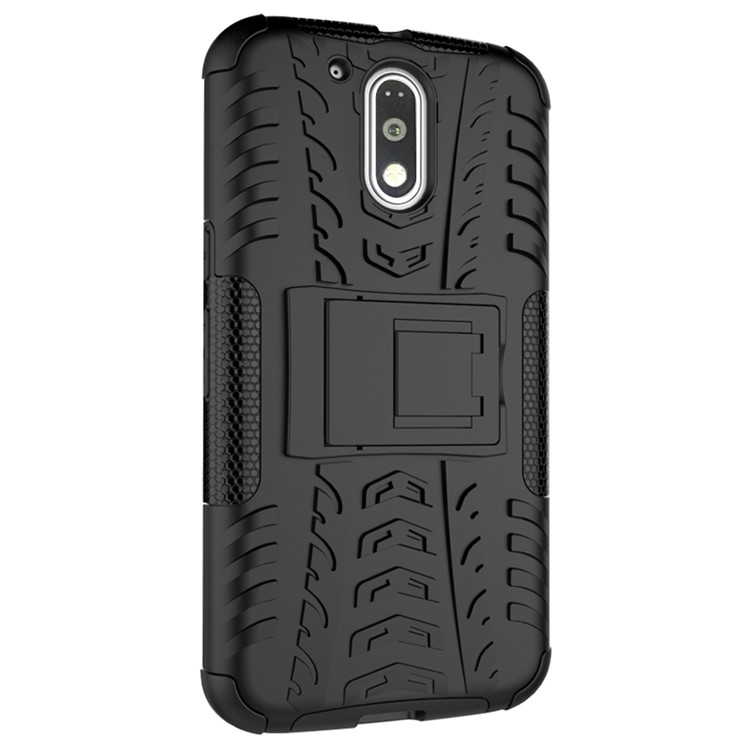 For Motorola Moto G4 / G4 Plus Tyre Pattern PC + TPU Combo Case - Black-7