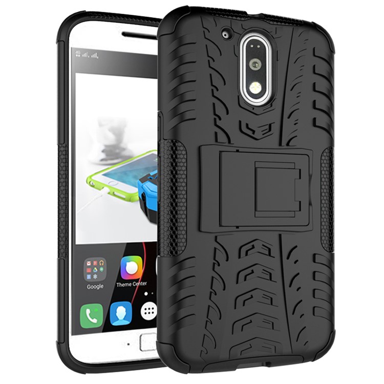 For Motorola Moto G4 / G4 Plus Tyre Pattern PC + TPU Combo Case - Black-8