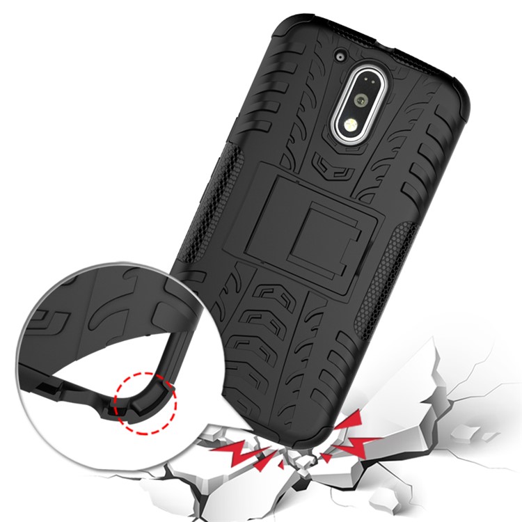 For Motorola Moto G4 / G4 Plus Tyre Pattern PC + TPU Combo Case - Black-9