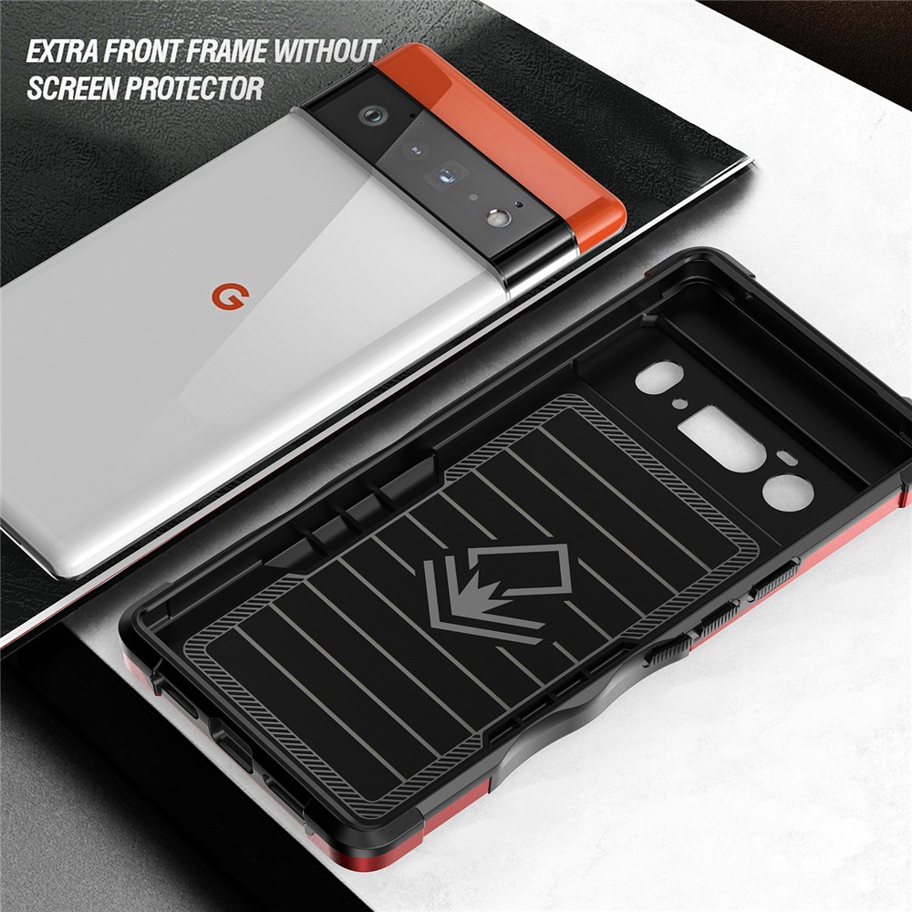 For Google Pixel 6 Pro Shockproof TPU+PC Anti-Scratch Back Cover with Magnetic Ring Holder - Black-5