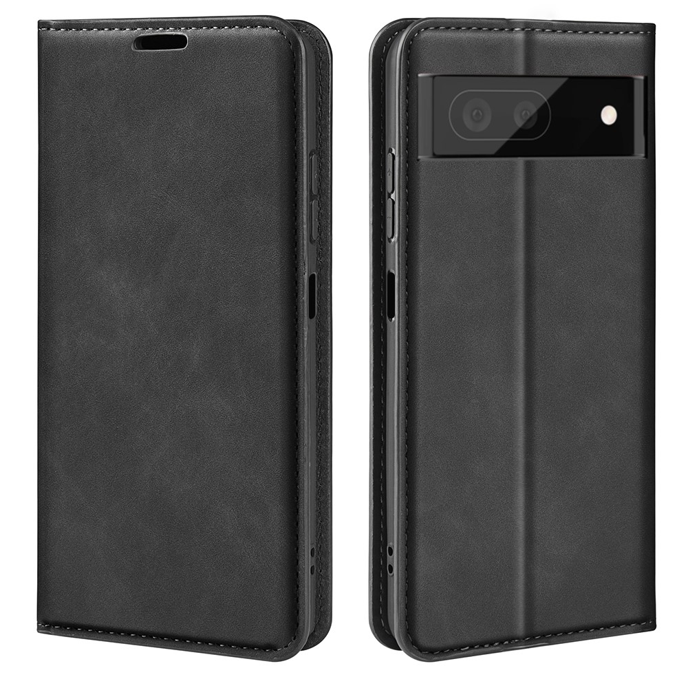 Skin-touch Feeling Leather Cover for Google Pixel 7 Pro, Stand Drop-proof Magnetic Auto Closing Wallet Phone Case - Black-4