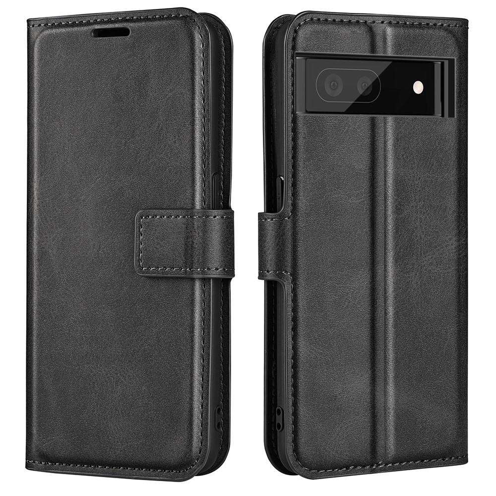 For Google Pixel 7 Pro Drop-proof Textured PU Leather Wallet Phone Case Full Protection Stand Cover - Black-1