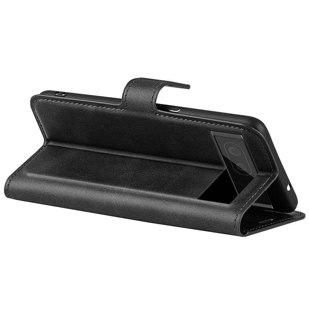 For Google Pixel 7 Pro Drop-proof Textured PU Leather Wallet Phone Case Full Protection Stand Cover - Black-4