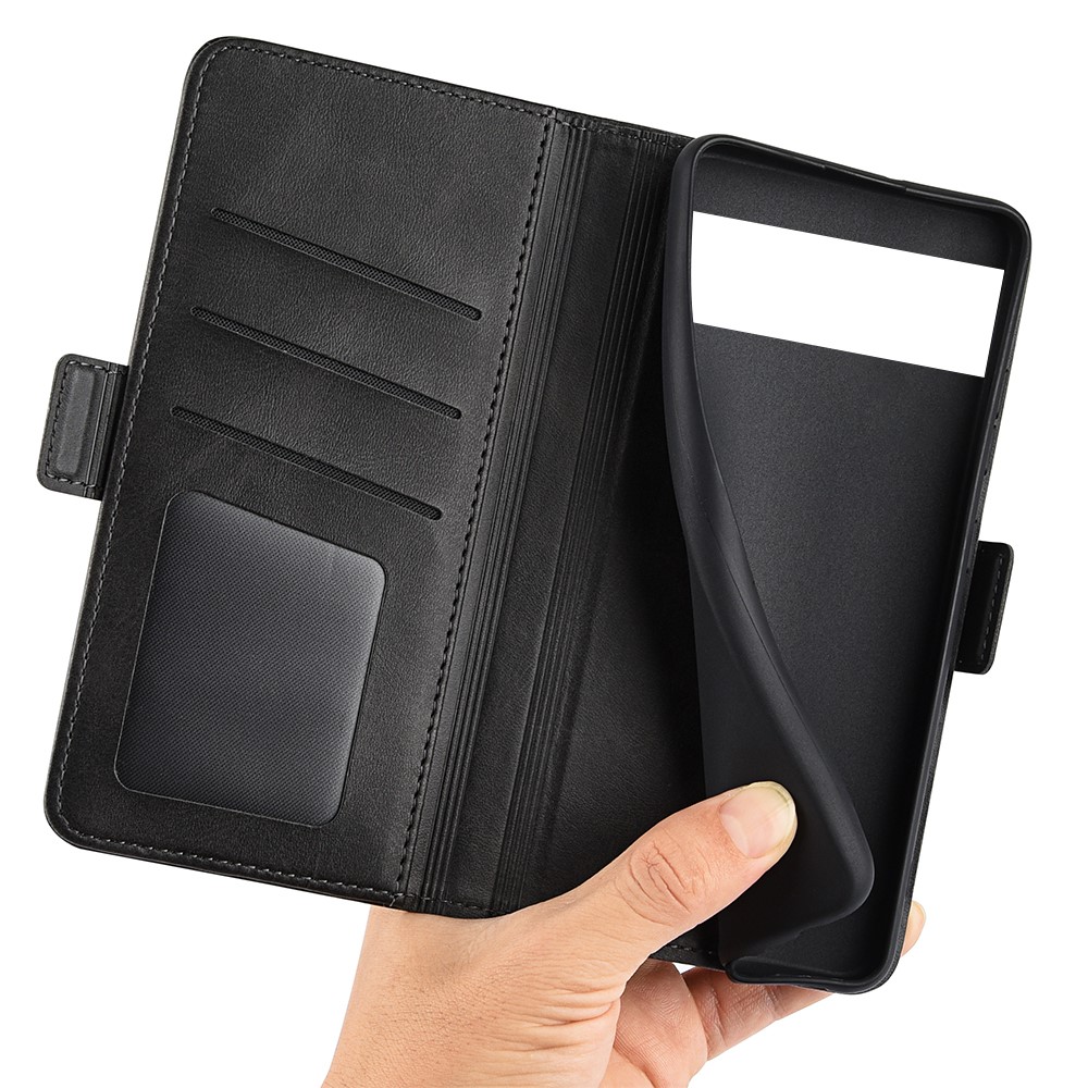 For Google Pixel 7 Anti-scratch Textured PU Leather Phone Case Stand Wallet Magnetic Cell Phone Cover - Black-8