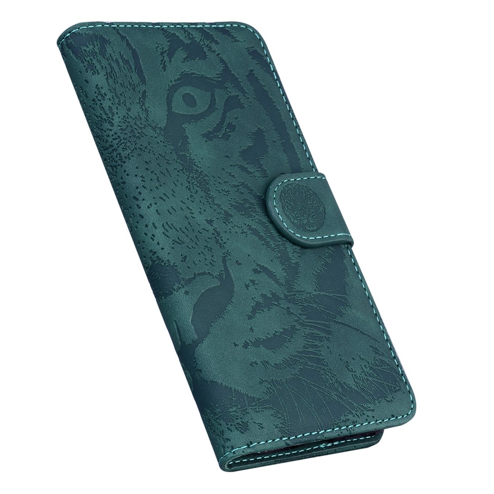 For Google Pixel 7 Pro PU Leather Tiger Pattern Imprinted Wallet Phone Case with Foldable Stand - Green-5