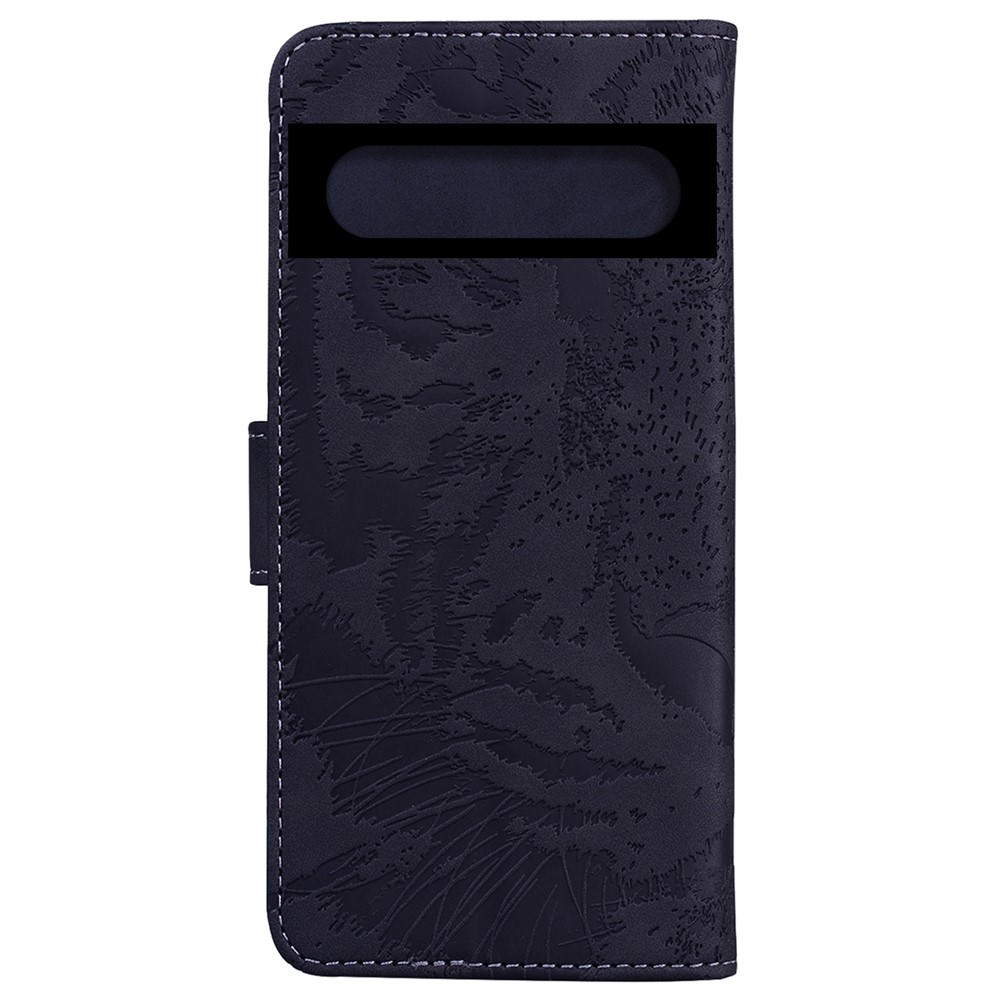 For Google Pixel 7 Tiger Pattern Imprinted Magnetic Clasp PU Leather Case Wallet Stand Phone Cover - Black-2