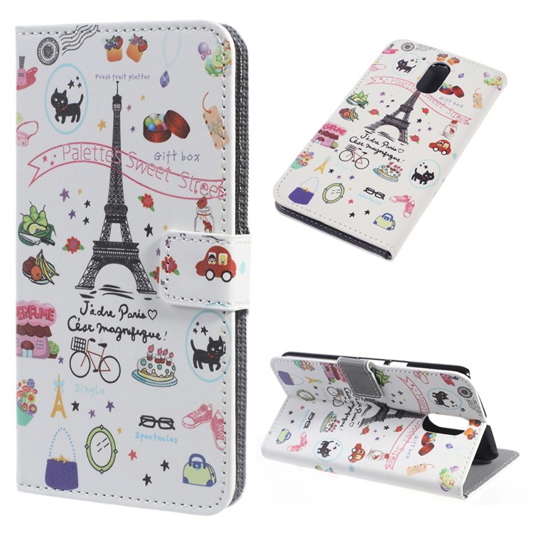 Patterned Leather Wallet Stand Phone Case for Motorola Moto G4/G4 Plus - Sweet Street-1
