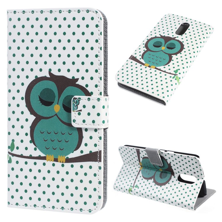 Patterned Leather Wallet Phone Flip Shell for Motorola Moto G4/G4 Plus - Dozed Owl-1