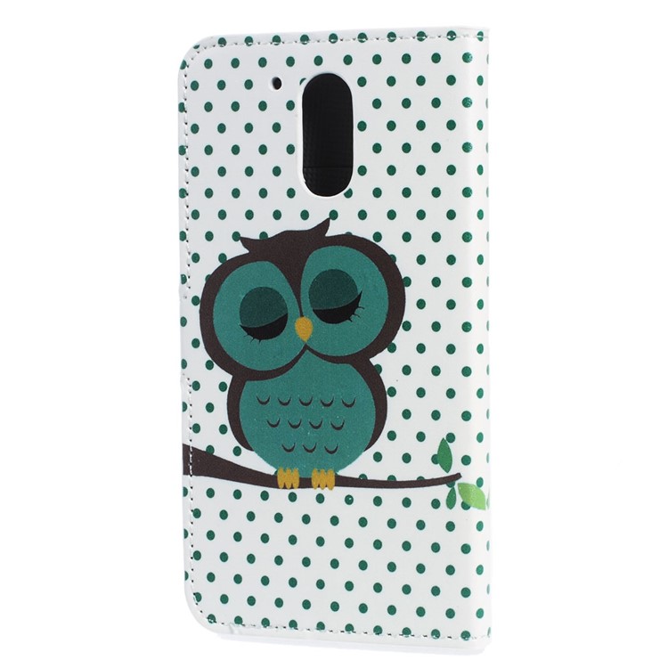 Patterned Leather Wallet Phone Flip Shell for Motorola Moto G4/G4 Plus - Dozed Owl-2