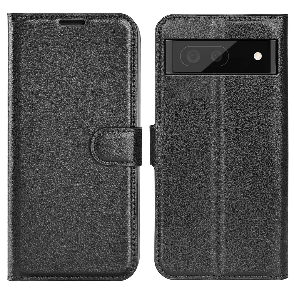 For Google Pixel 7 PU Leather Phone Case Wallet Stand Litchi Texture Full Protection Shell - Black-1