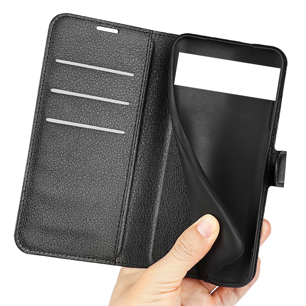 For Google Pixel 7 PU Leather Phone Case Wallet Stand Litchi Texture Full Protection Shell - Black-7