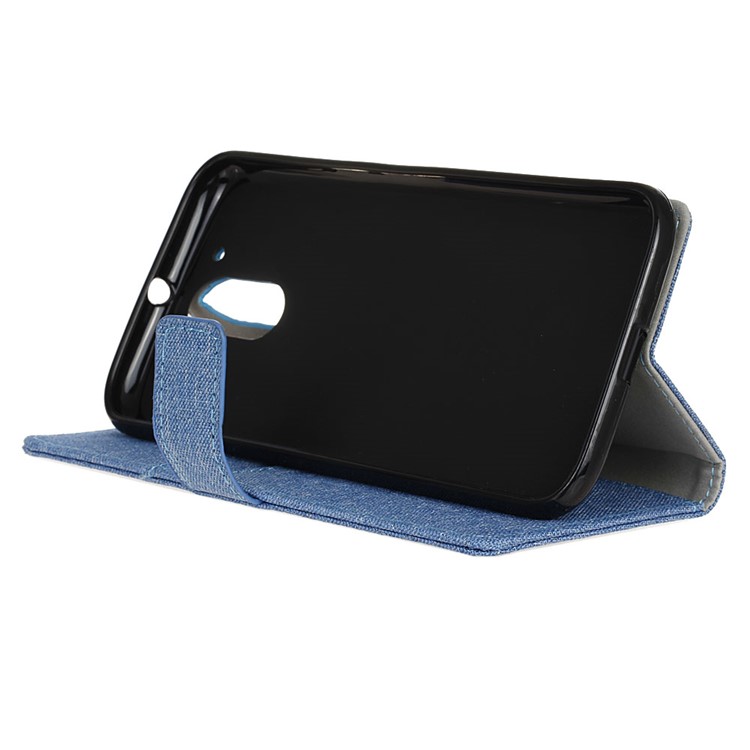 Linen Texture Card Holder PU Leather Shell for Motorola Moto G4 / G4 Plus - Baby Blue-5