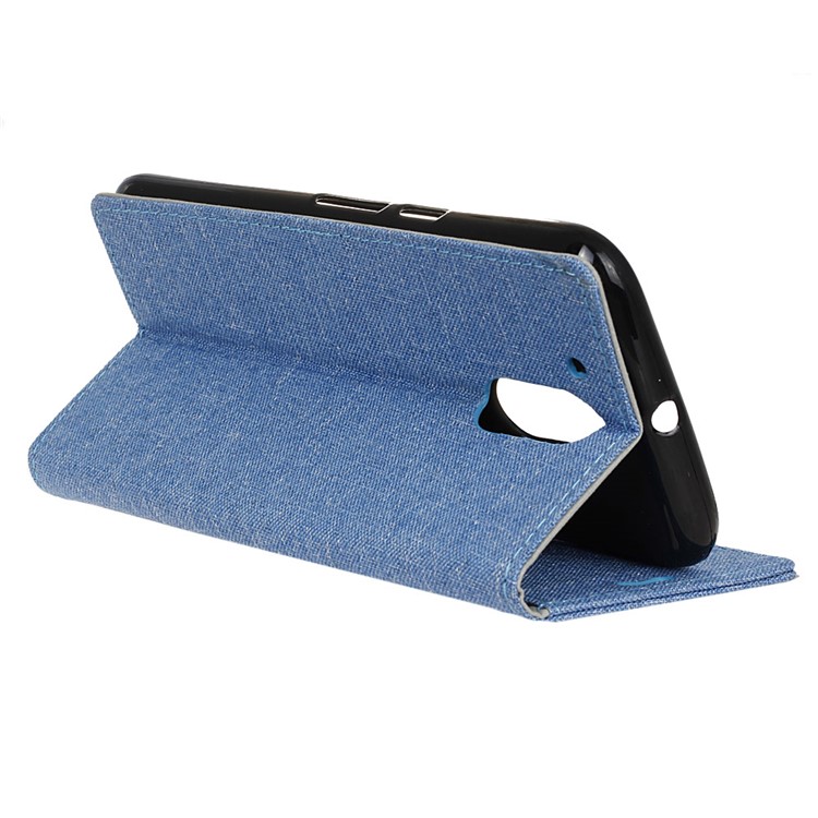 Linen Texture Card Holder PU Leather Shell for Motorola Moto G4 / G4 Plus - Baby Blue-6