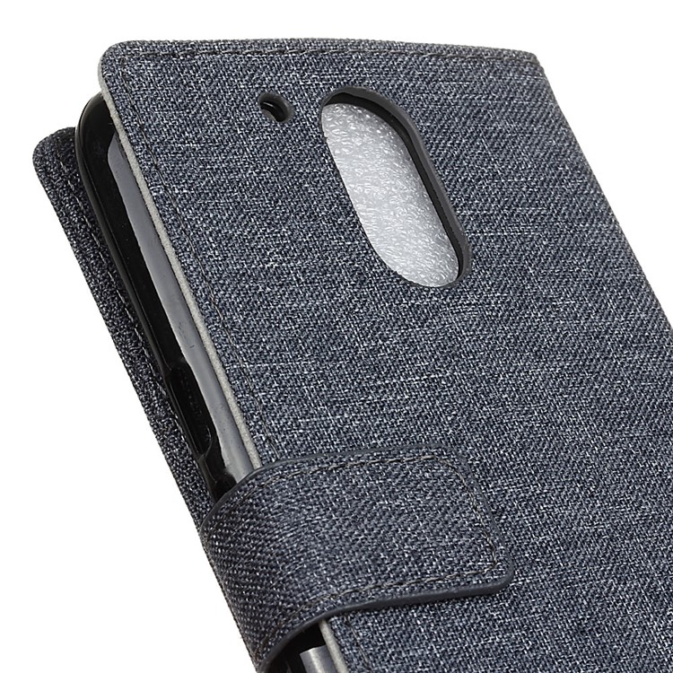 Linen Texture Stand Leather Phone Case for Motorola Moto G4 / G4 Plus - Dark Blue-3