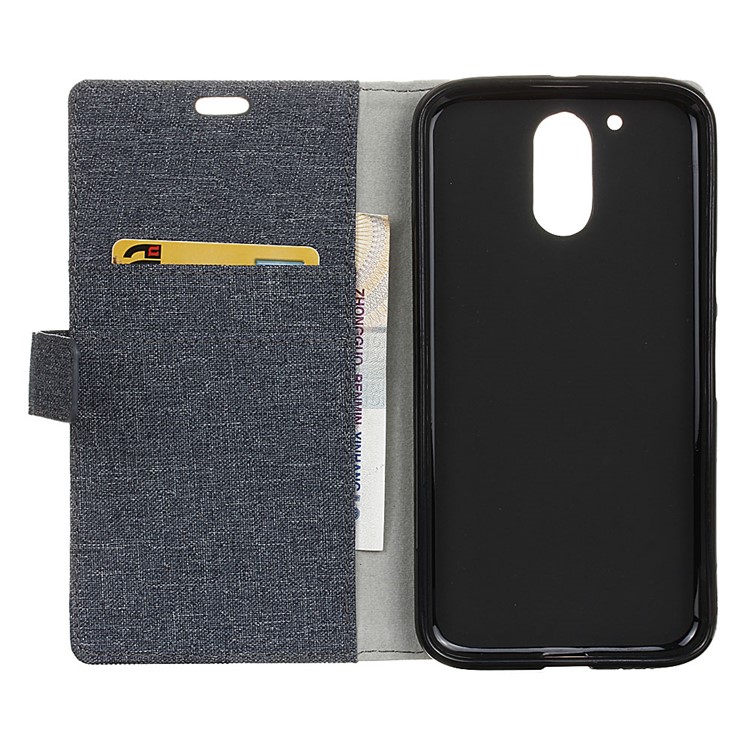 Linen Texture Stand Leather Phone Case for Motorola Moto G4 / G4 Plus - Dark Blue-4