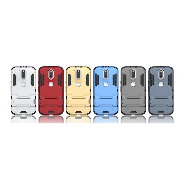 PC TPU Phone Shell for Motorola Moto G4/G4 Plus with Kickstand - Baby Blue-3