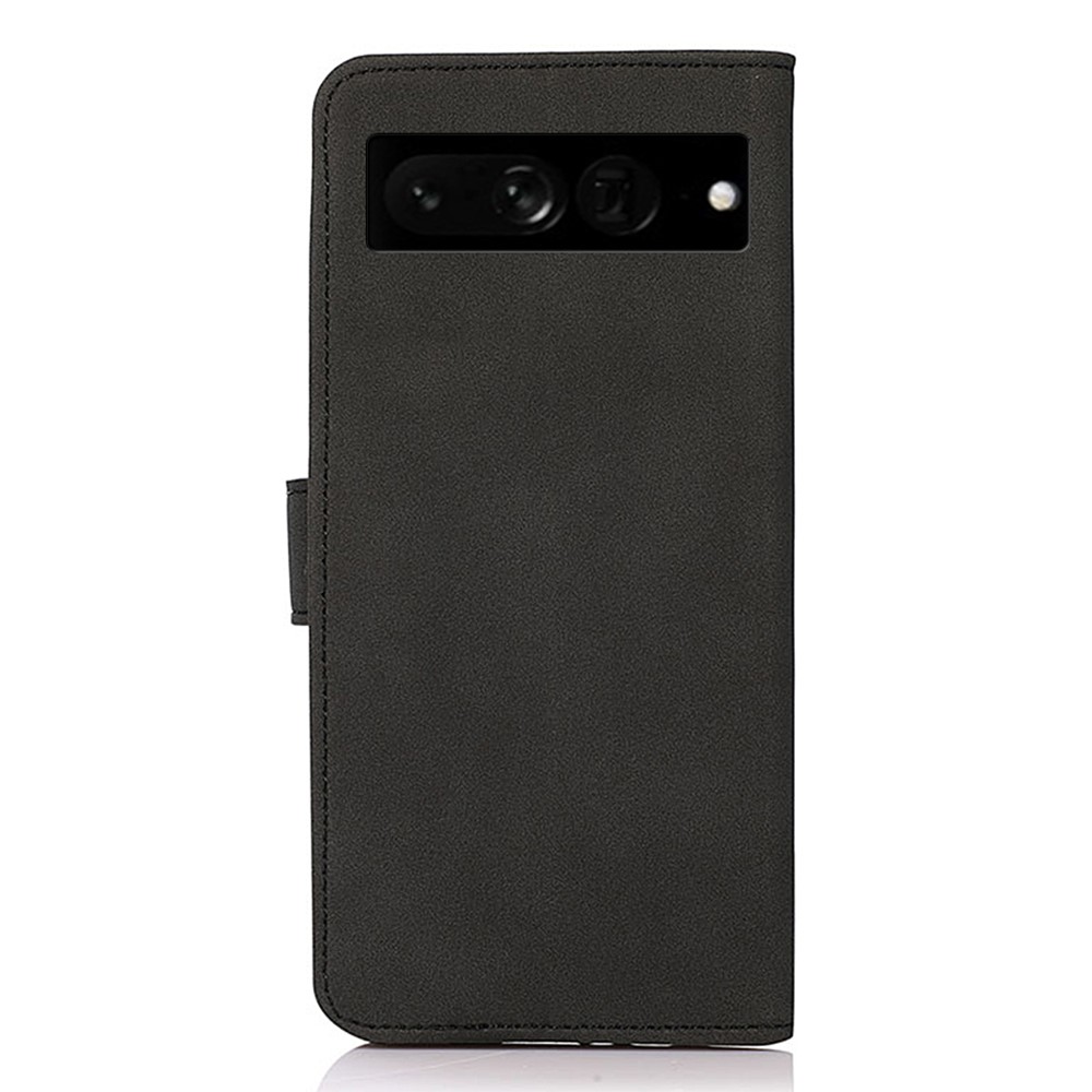 KHAZNEH Textured Leather Case for Google Pixel 7 Pro, Dual-sided Magnetic Clasp Stand Wallet Style Flip Phone Cover - Black-3