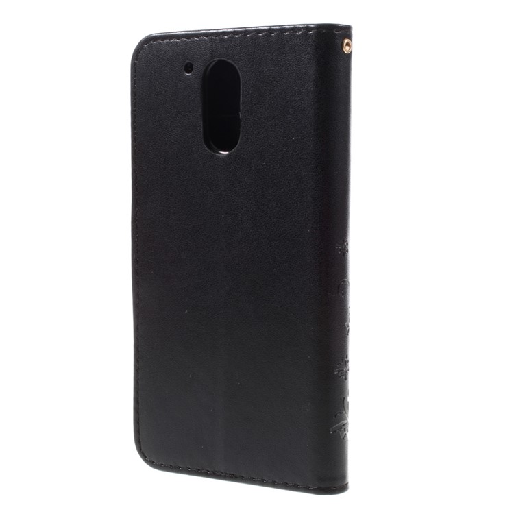 Imprinted Pattern Dual magnetic Wallet Leather Stand Case for Motorola Moto G4/G4 Plus - Black-2