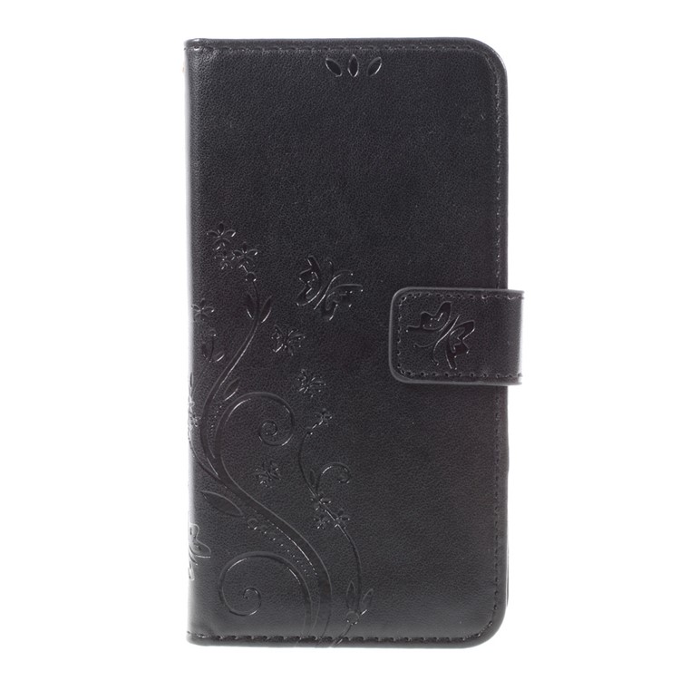 Imprinted Pattern Dual magnetic Wallet Leather Stand Case for Motorola Moto G4/G4 Plus - Black-3