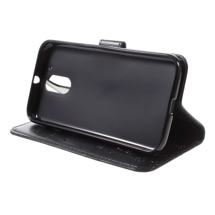 Imprinted Pattern Dual magnetic Wallet Leather Stand Case for Motorola Moto G4/G4 Plus - Black-4