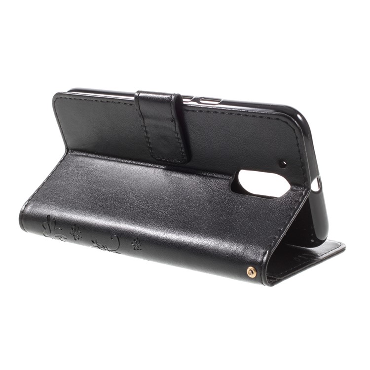 Imprinted Pattern Dual magnetic Wallet Leather Stand Case for Motorola Moto G4/G4 Plus - Black-5
