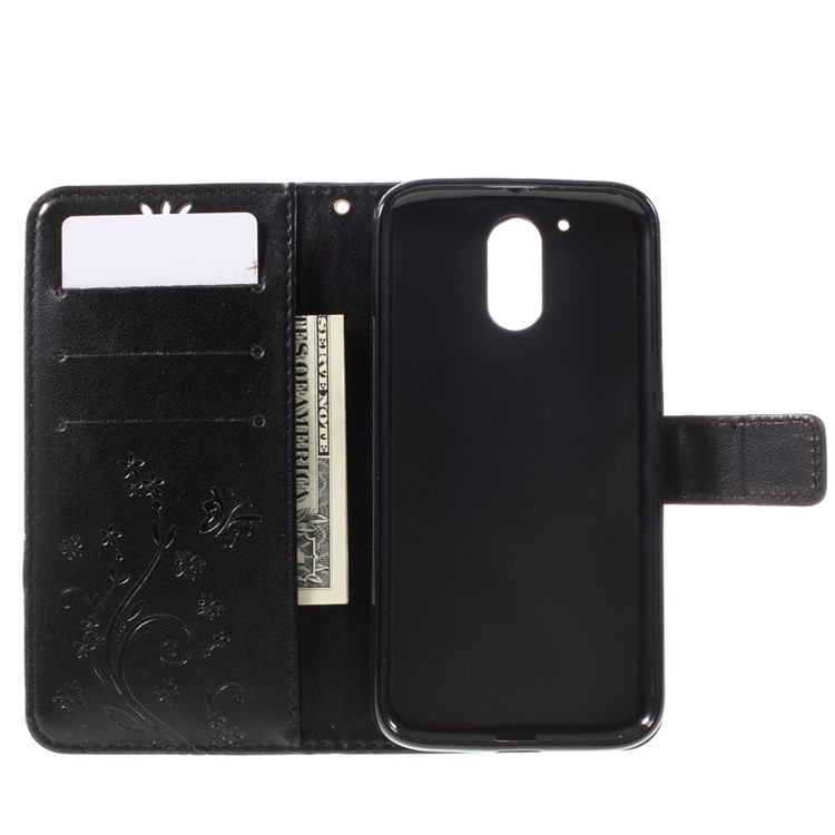 Imprinted Pattern Dual magnetic Wallet Leather Stand Case for Motorola Moto G4/G4 Plus - Black-6