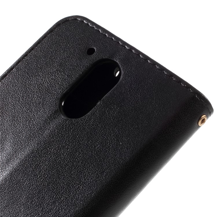 Imprinted Pattern Dual magnetic Wallet Leather Stand Case for Motorola Moto G4/G4 Plus - Black-8