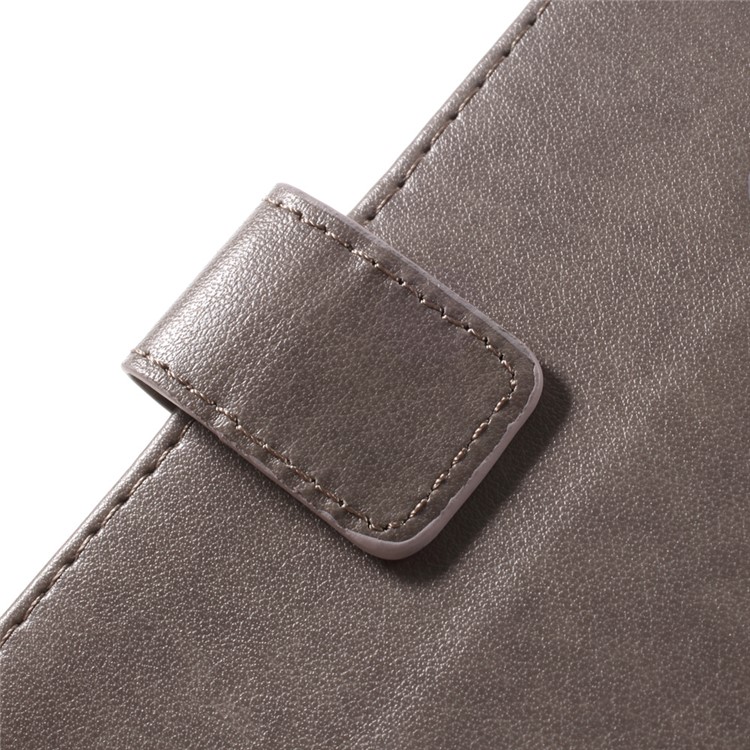 Impresso padrão duplo carteira de couro magnética Suporte Capa para Motorola Moto G4 / G4 Plus - Cinza-10