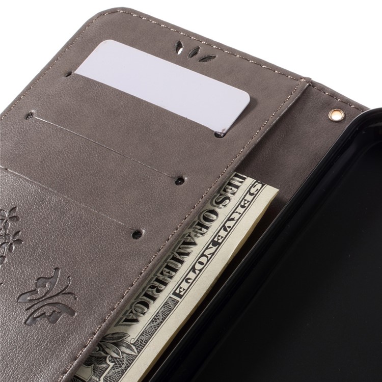 Impresso padrão duplo carteira de couro magnética Suporte Capa para Motorola Moto G4 / G4 Plus - Cinza-11