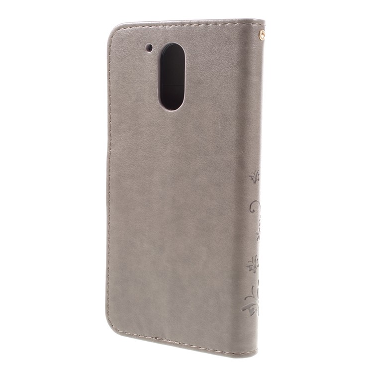 Impresso padrão duplo carteira de couro magnética Suporte Capa para Motorola Moto G4 / G4 Plus - Cinza-2
