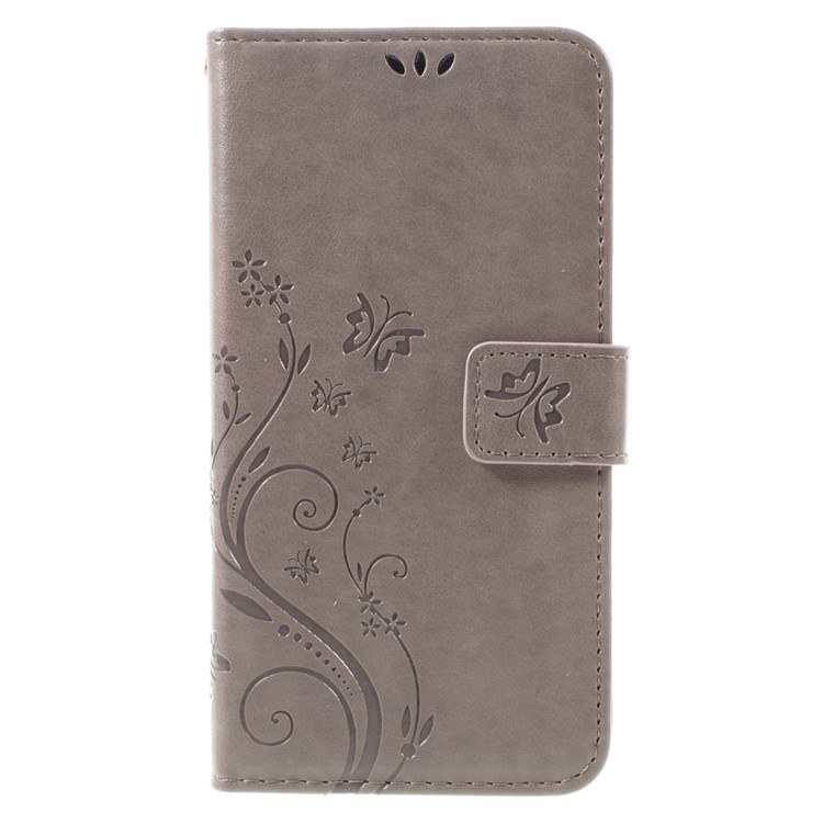 Impresso padrão duplo carteira de couro magnética Suporte Capa para Motorola Moto G4 / G4 Plus - Cinza-3