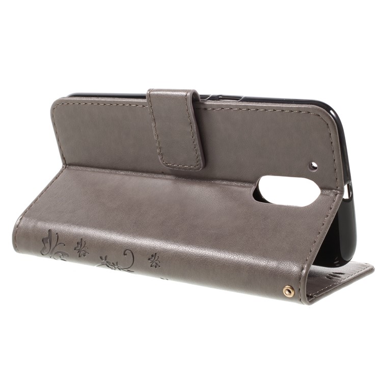 Impresso padrão duplo carteira de couro magnética Suporte Capa para Motorola Moto G4 / G4 Plus - Cinza-5