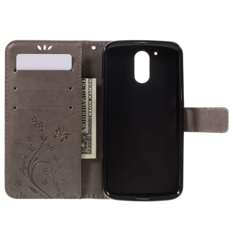 Impresso padrão duplo carteira de couro magnética Suporte Capa para Motorola Moto G4 / G4 Plus - Cinza-6