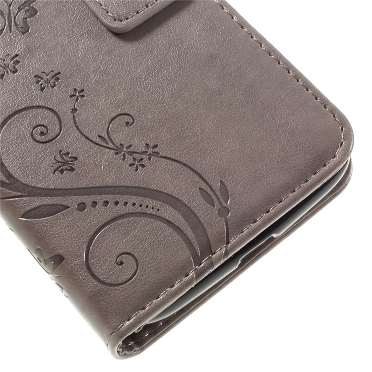 Impresso padrão duplo carteira de couro magnética Suporte Capa para Motorola Moto G4 / G4 Plus - Cinza-7