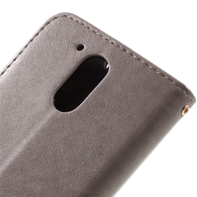 Impresso padrão duplo carteira de couro magnética Suporte Capa para Motorola Moto G4 / G4 Plus - Cinza-8