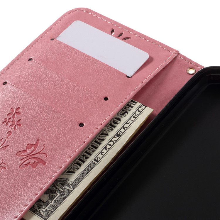 Imprinted Pattern Dual magnetic Wallet Leather Flip Case for Motorola Moto G4/G4 Plus - Pink-11