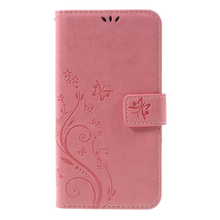 Imprinted Pattern Dual magnetic Wallet Leather Flip Case for Motorola Moto G4/G4 Plus - Pink-3