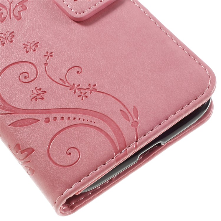 Imprinted Pattern Dual magnetic Wallet Leather Flip Case for Motorola Moto G4/G4 Plus - Pink-7