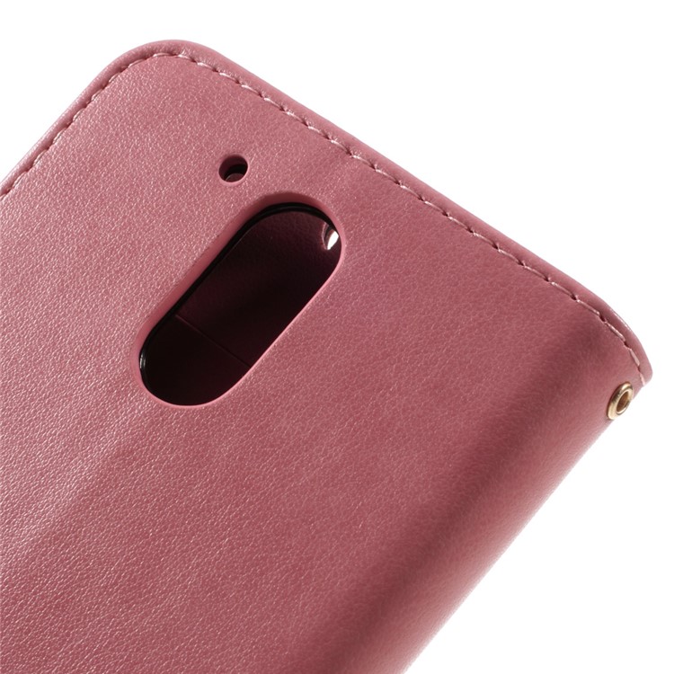 Imprinted Pattern Dual magnetic Wallet Leather Flip Case for Motorola Moto G4/G4 Plus - Pink-8