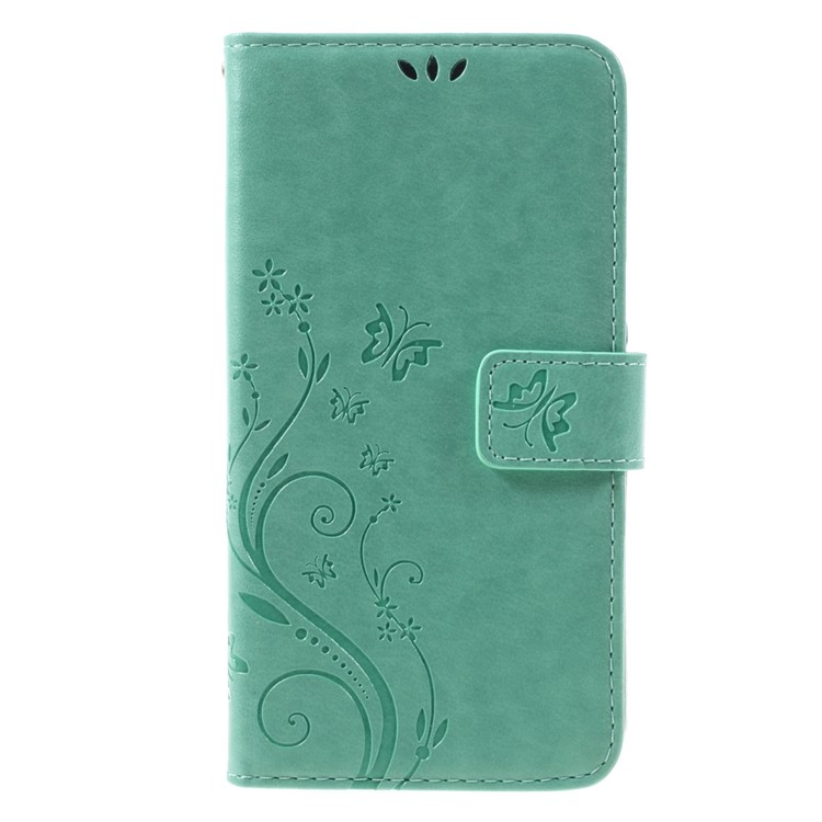 Imprinted Pattern Dual magnetic Wallet Leather Flip Cover for Motorola Moto G4/G4 Plus - Cyan-3
