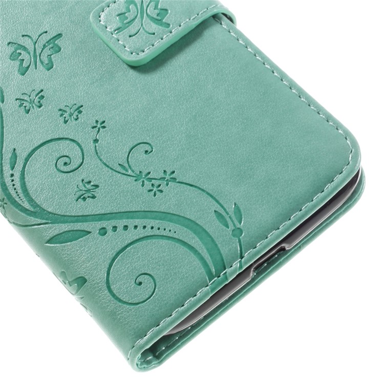 Imprinted Pattern Dual magnetic Wallet Leather Flip Cover for Motorola Moto G4/G4 Plus - Cyan-7