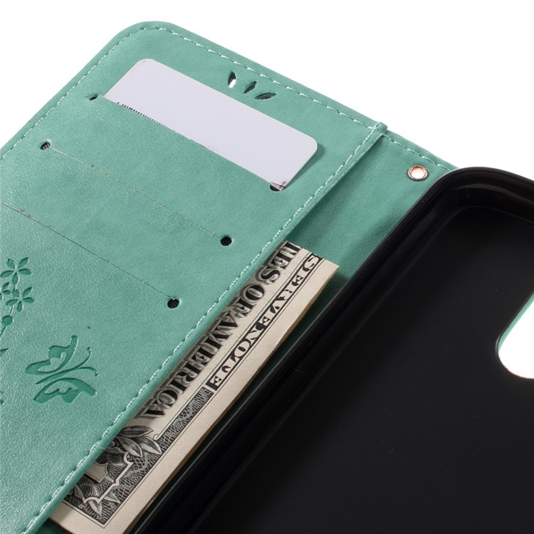 Imprinted Pattern Dual magnetic Wallet Leather Flip Cover for Motorola Moto G4/G4 Plus - Cyan-9